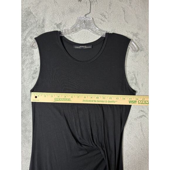 Allsaints Marilla Dress 8 Black Bodycon Ruched Thin Minimal Stretchy Gathered - Picture 11 of 16